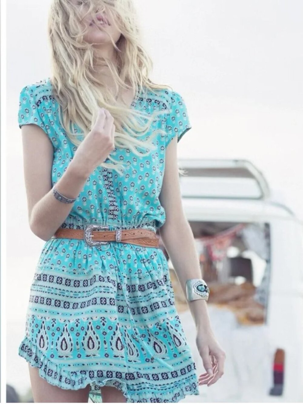 Spell & The Gypsy Collective Gypsiana Playdress Turquoise XS Rare Boho